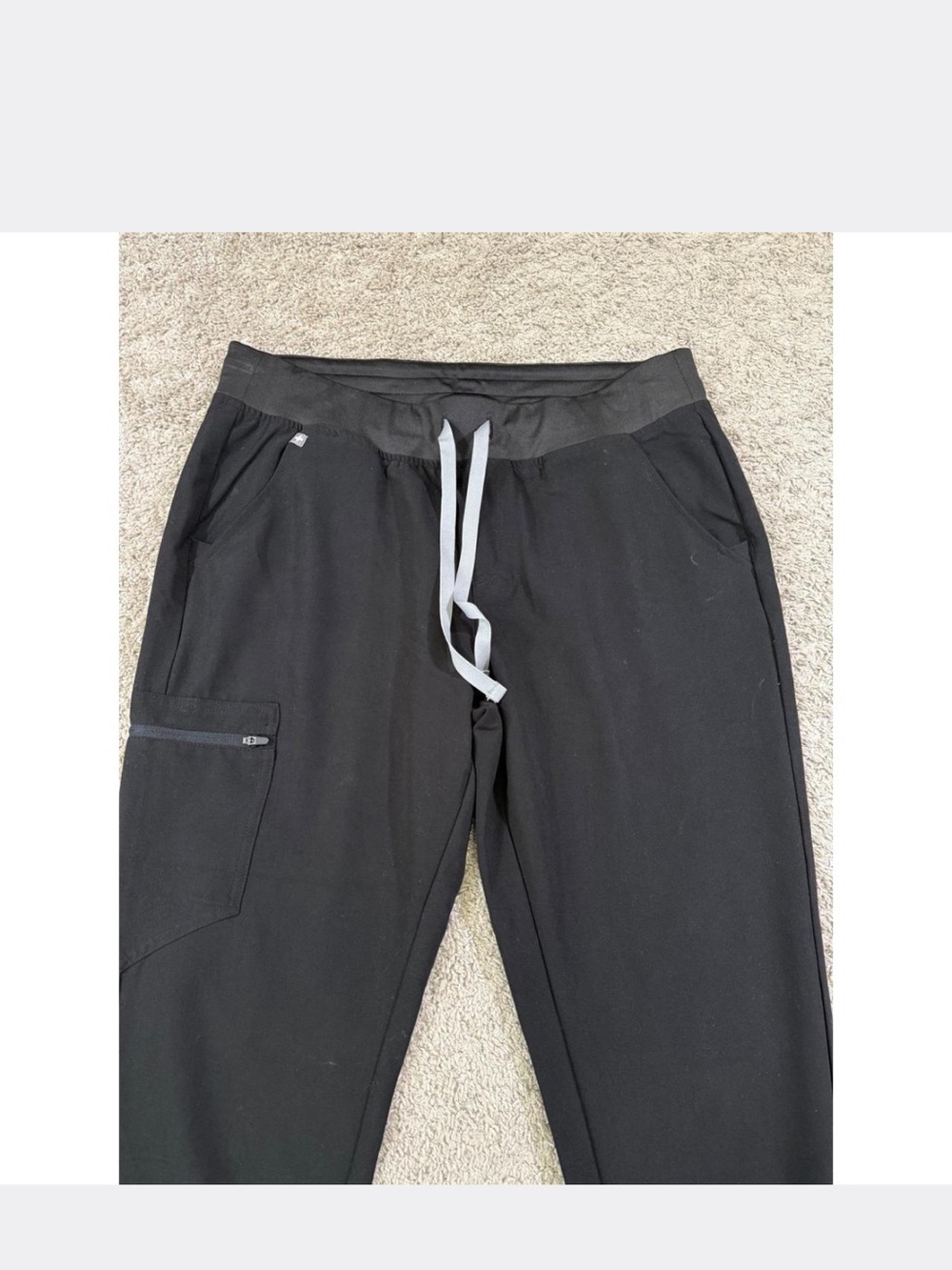 Women’s figs Black Drawstring Jogger Pants with Utility Pocket